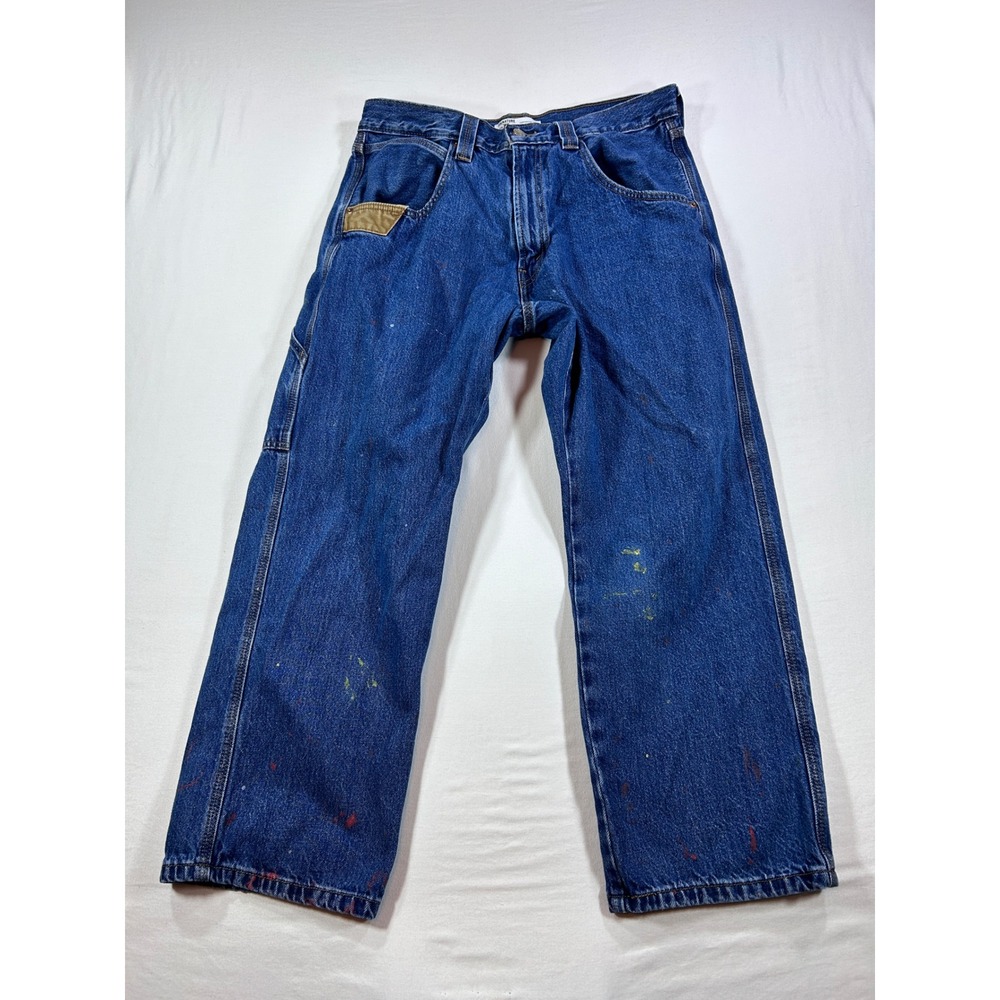 Signature Levi Strauss Carpenter Jeans Mens 34x29 Blue Paint Splatter Workwear